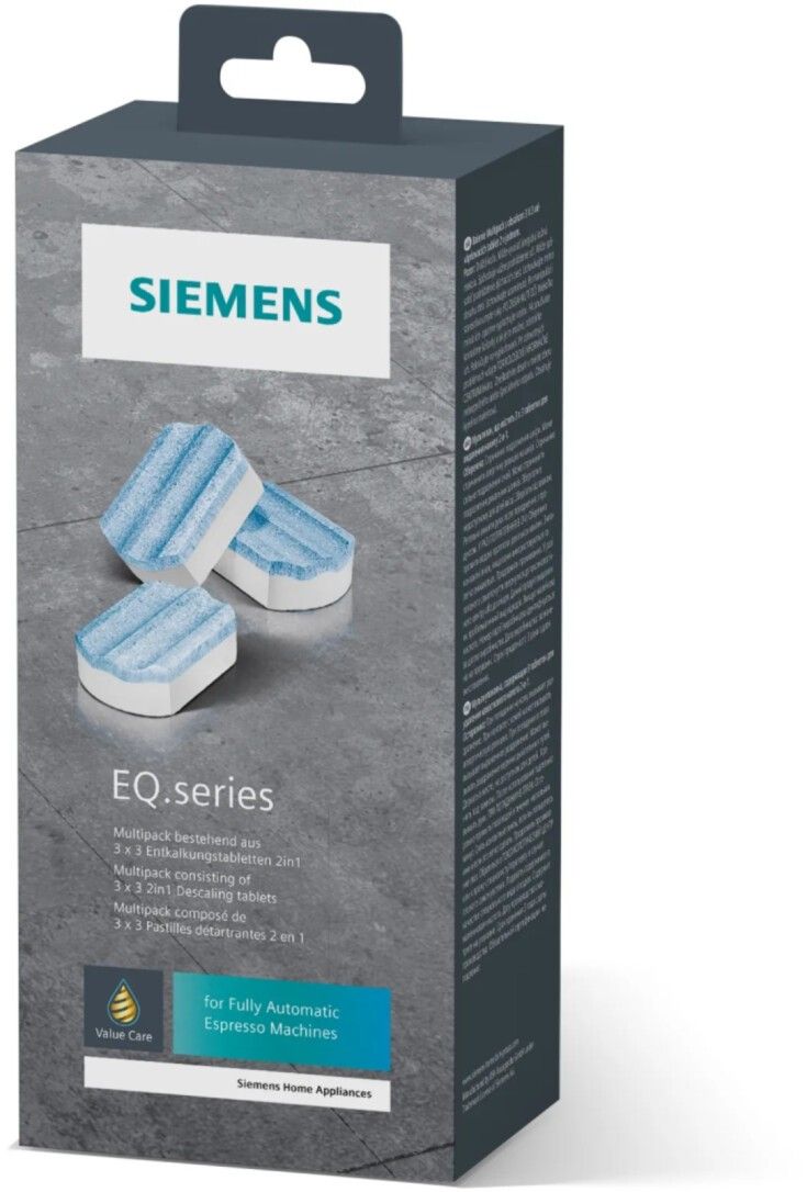 Siemens EQ.series Multipack mit 3x 3 Entkalkungstabletten 2in1 für Kaffeevollautomaten.