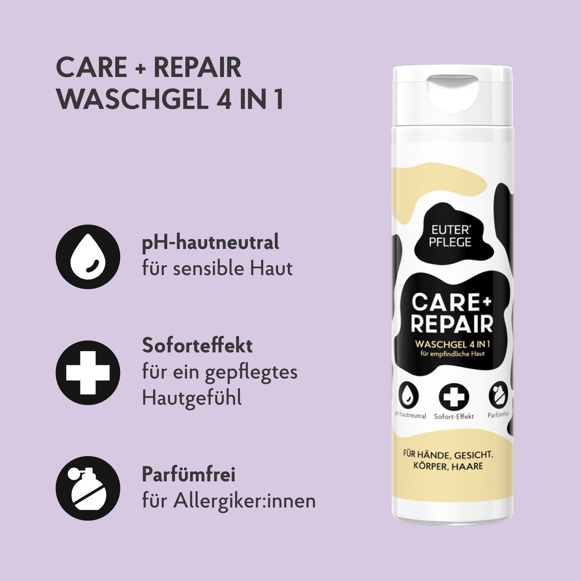EUTERPFLEGE Care + Repair 4in1 Waschgel für empfindliche Haut