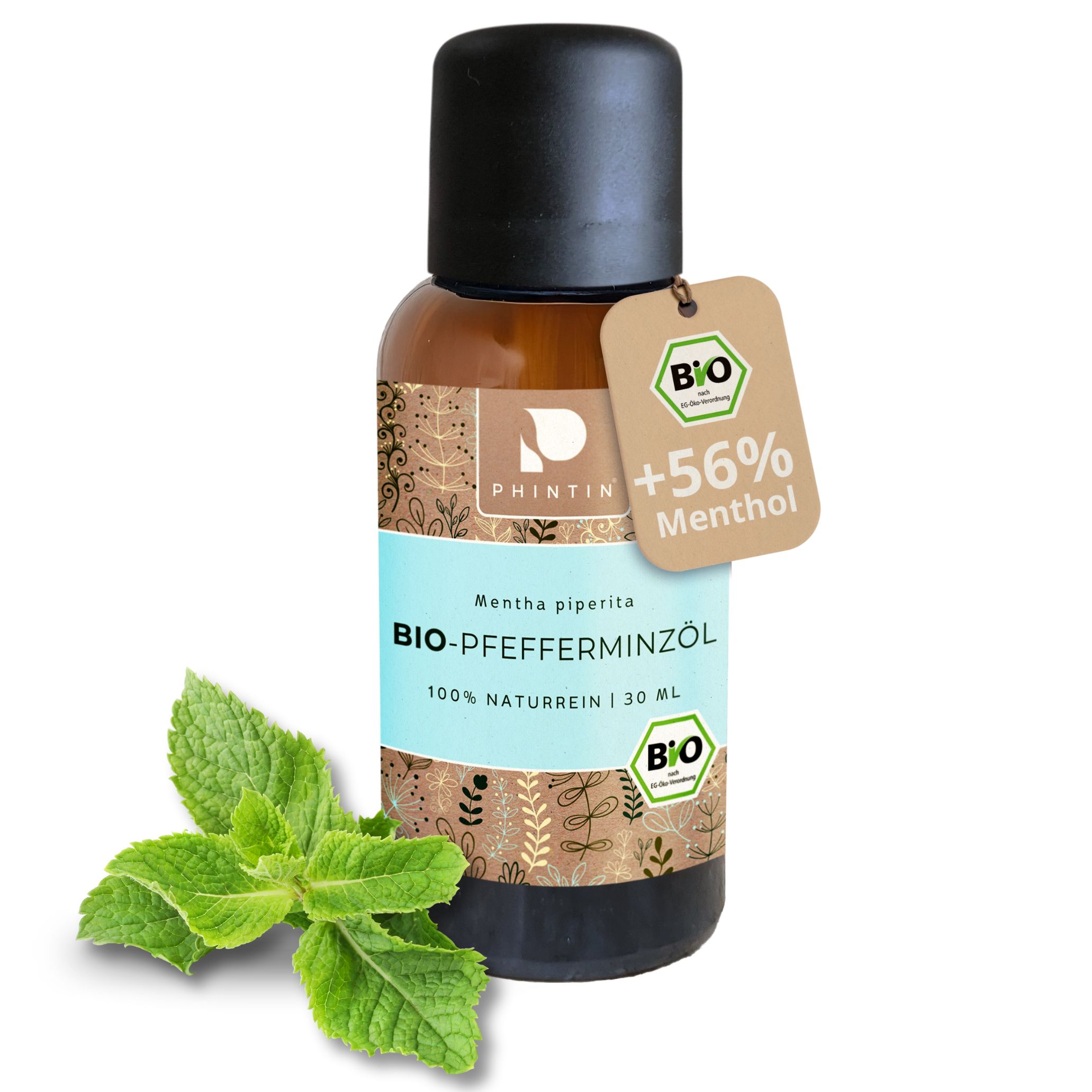 PHINTIN Bio Pfefferminzöl – 100 % naturrein, ätherisches Öl (Lebensmittelqualität)