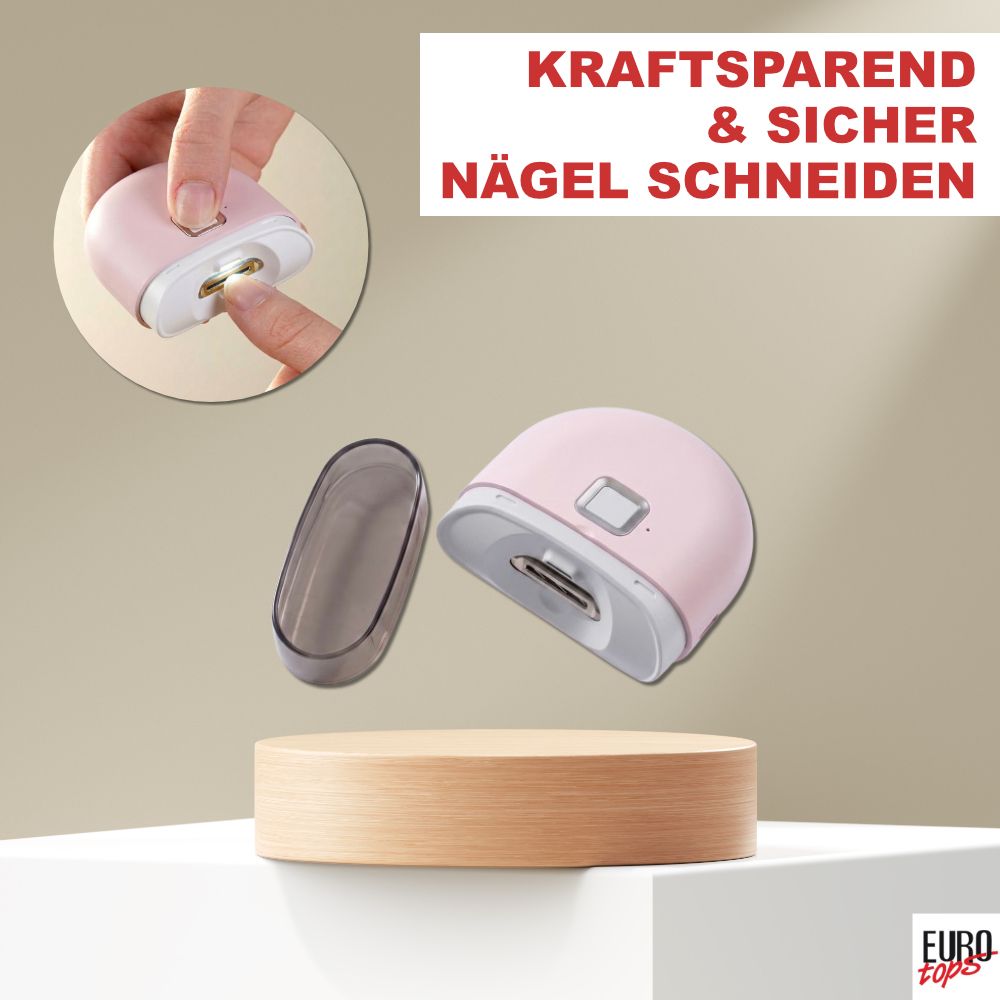 EUROtops Nageltrimmer mit LED – elektrischer Nagelschneider mit 2 Stufen - Rosa