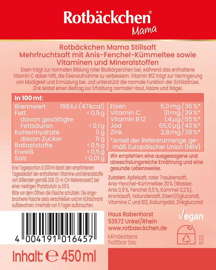 Rotbäckchen Mama Stillsaft 6x450 ml Saft