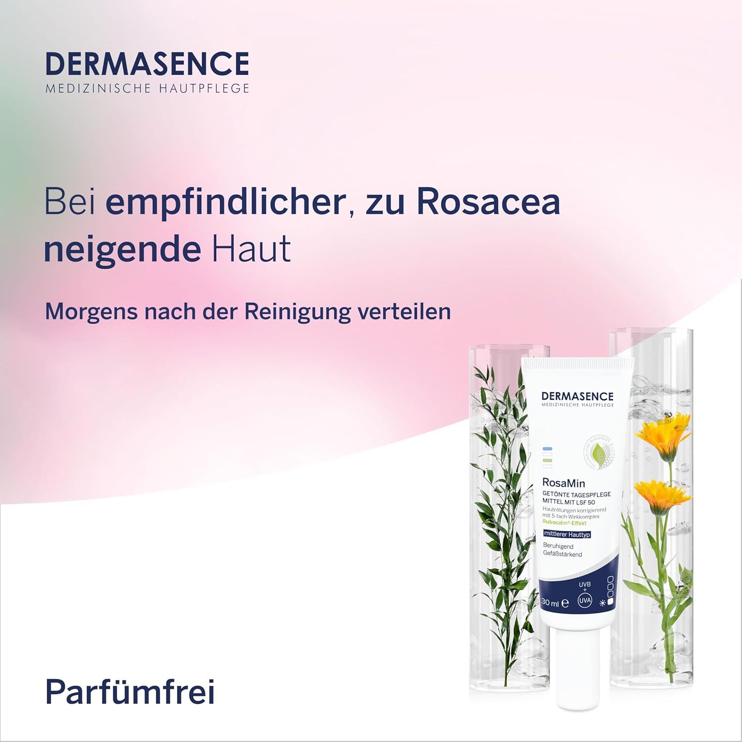 DERMASENCE RosaMin Getönte Tagespflege mit LSF 50 - Rötungen kaschierende Gesichtspflege mit LSF 50