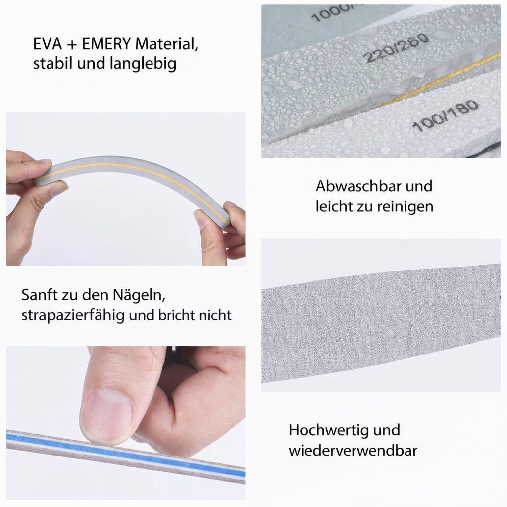 COOL-i Saphir Nagelfeile Set, doppelseitig für Gel & Naturnägel, robust & wiederverwendbar
