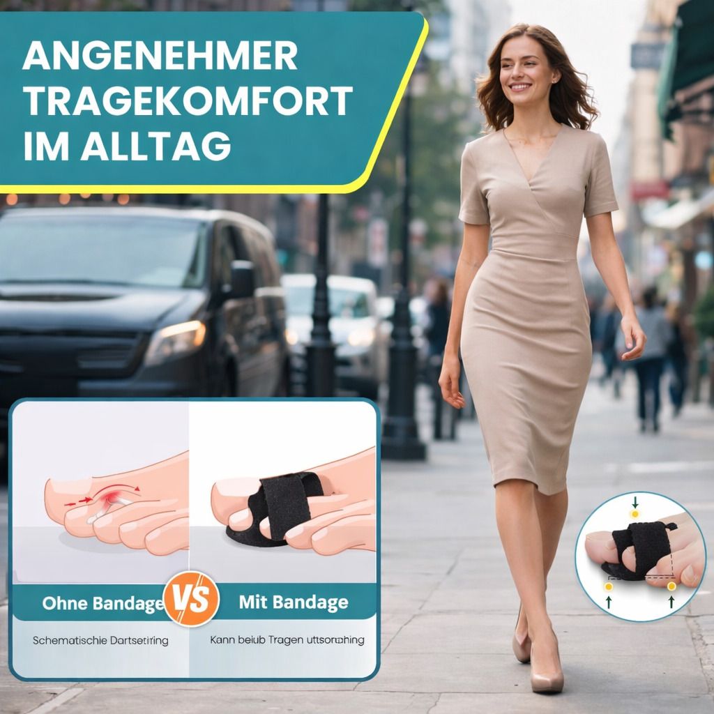 Zehenschutz Bandage, verstellbar für 2 Zehen, rutschhemmend & atmungsaktiv