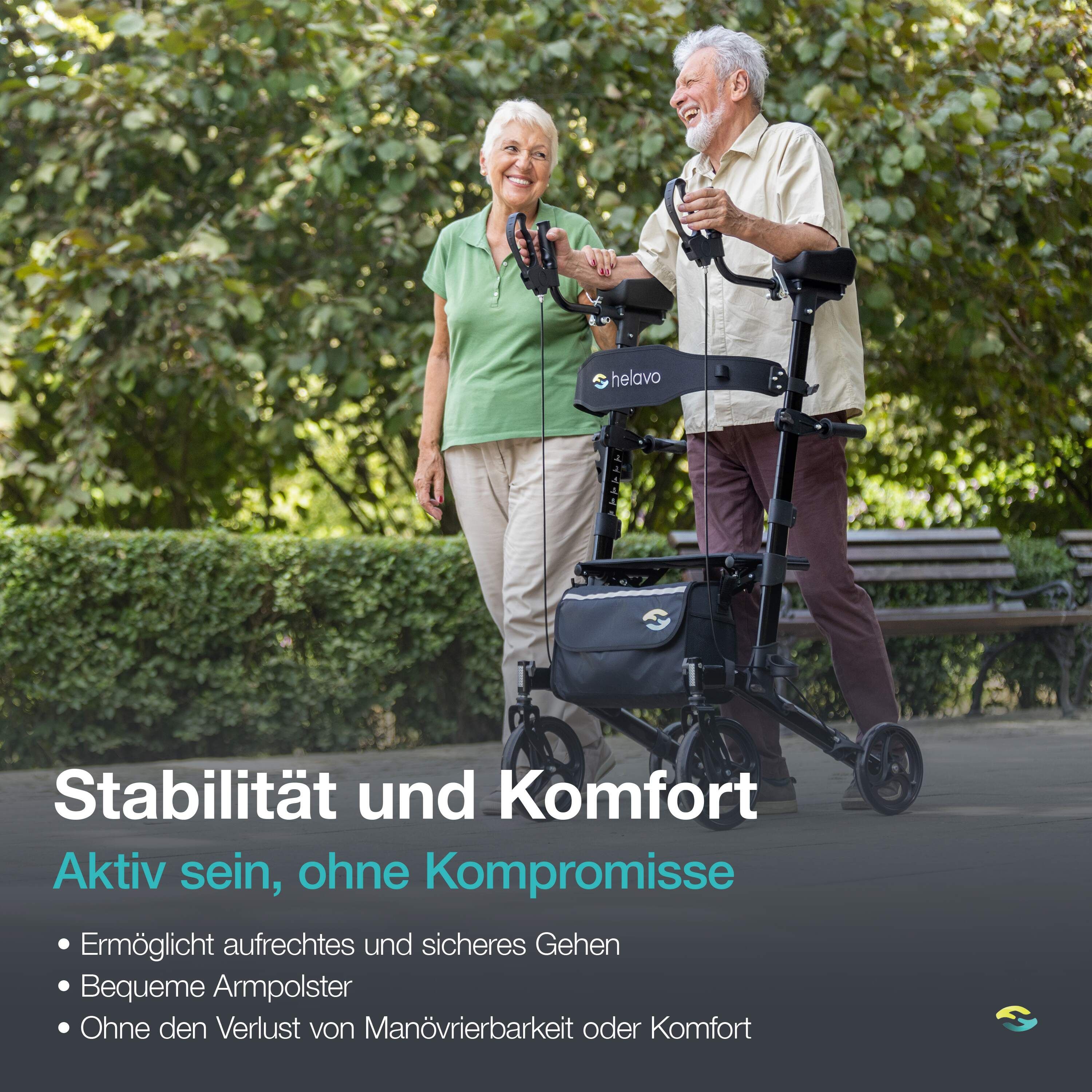 Helavo Arthritis Rollator faltbar Stand Up Gehhilfe mit Armlehnen und Sitzfläche