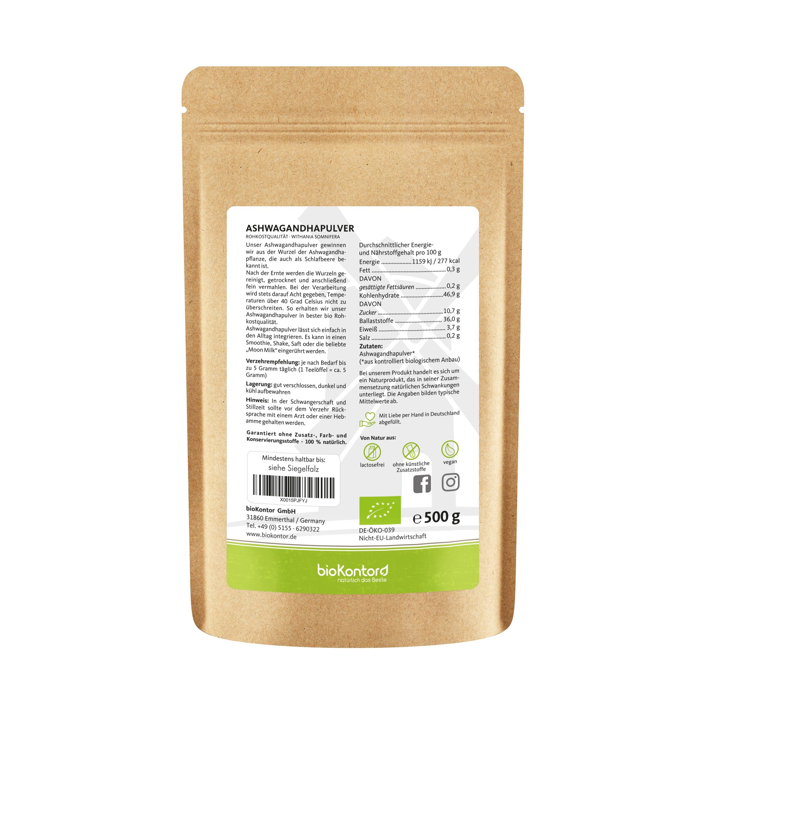 bioKontor Ashwagandhapulver 500 g Pulver