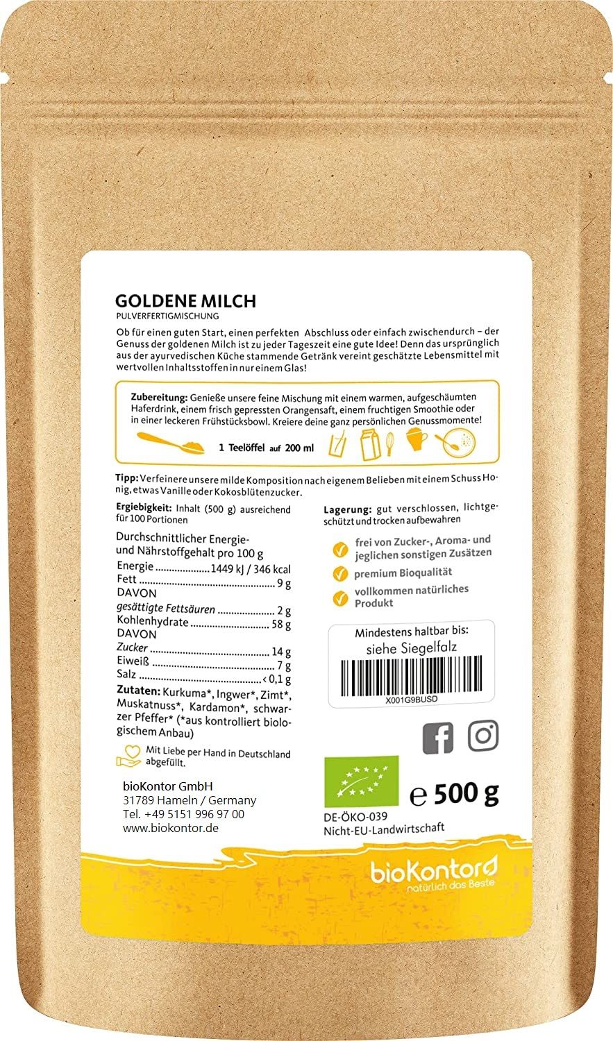 bioKontor Goldene Milch 500 g Pulver