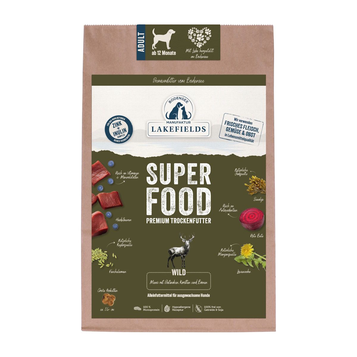 Lakefields - Superfood Premium Hundefutter Wild Komplettmenü 2500 g