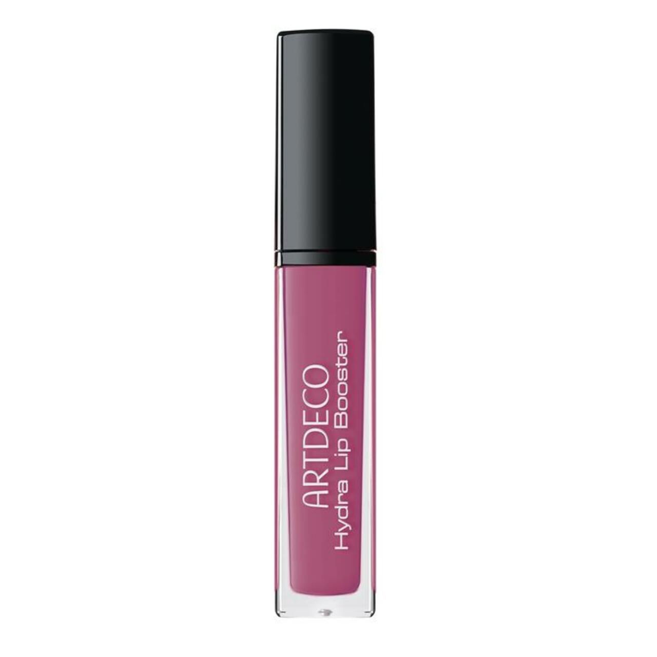 Geschlossener Lipgloss-Flakon mit schwarzem Deckel. Auf dem Flakon steht "ARTDECO Hydra Lip Booster". Der Lipgloss ist rosa.