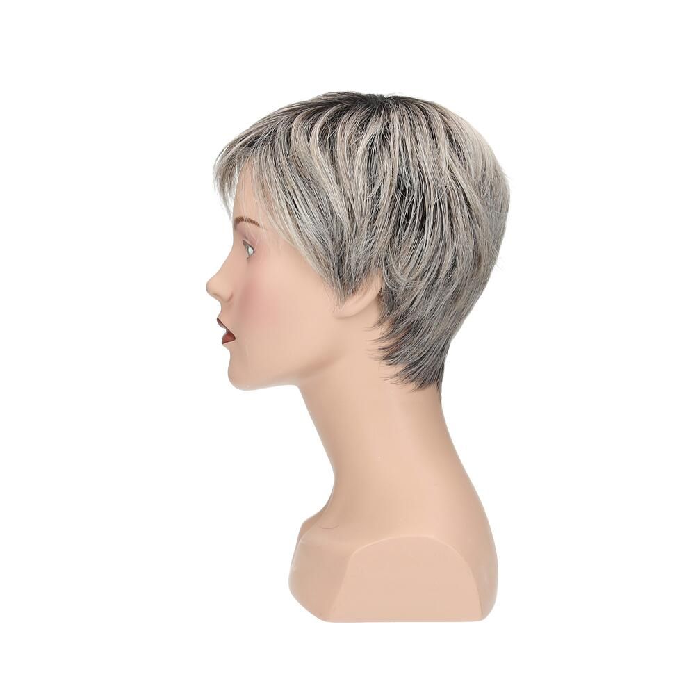 Perücke Magnolie von Lofty. Kurzer, grauer Bob-Schnitt auf einer Schaufensterpuppe. Seitenansicht.