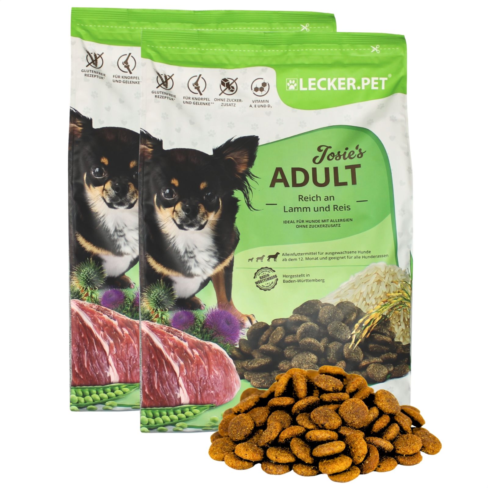 Lecker.Pet® Josie's Adult Lamm & Reis Hundefutter Trockenfutter Vollnahrung 8 kg Nicht relevant