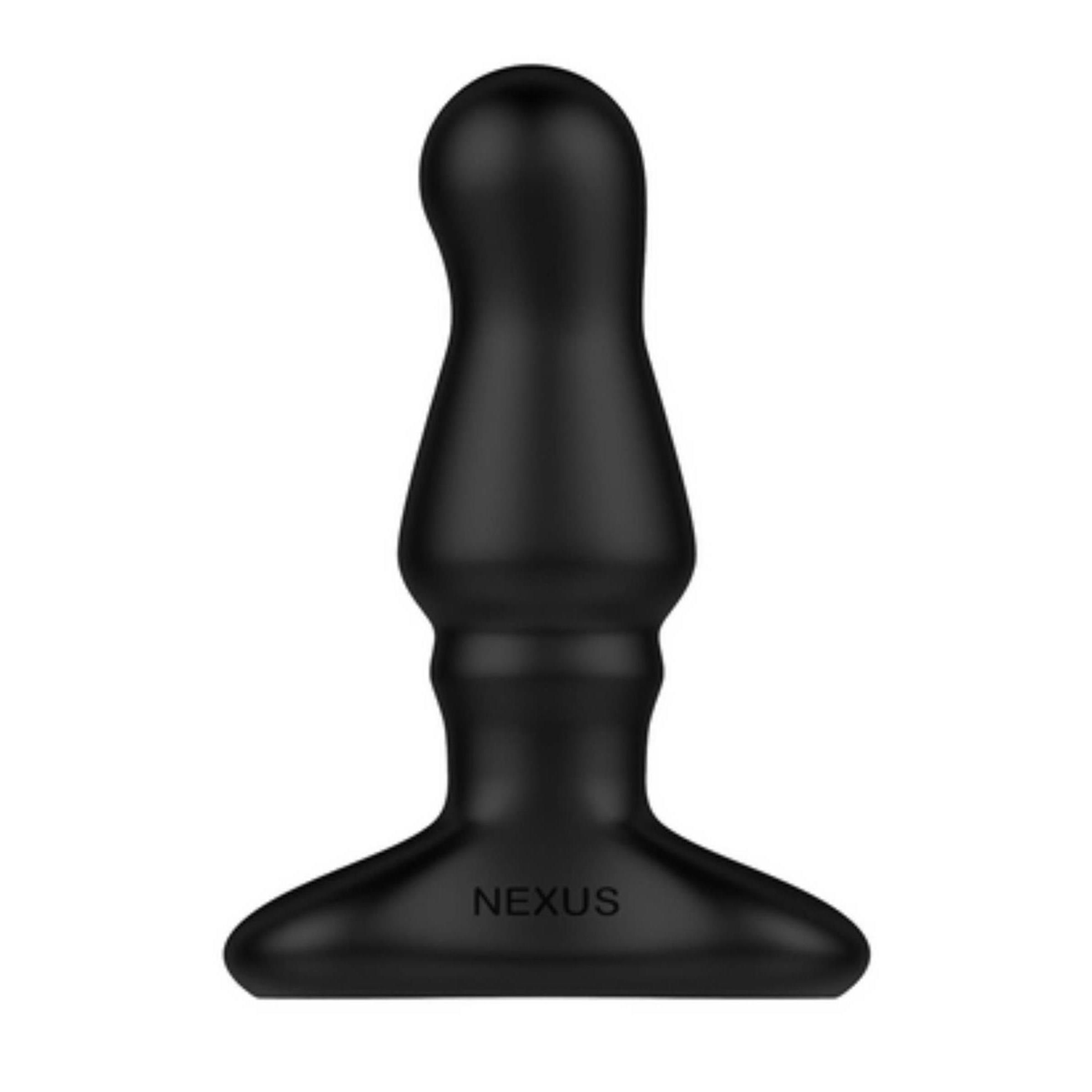 Schwarzer Anal-Plug mit breiter Basis und abgerundeter Spitze. Aufschrift: Nexus.
