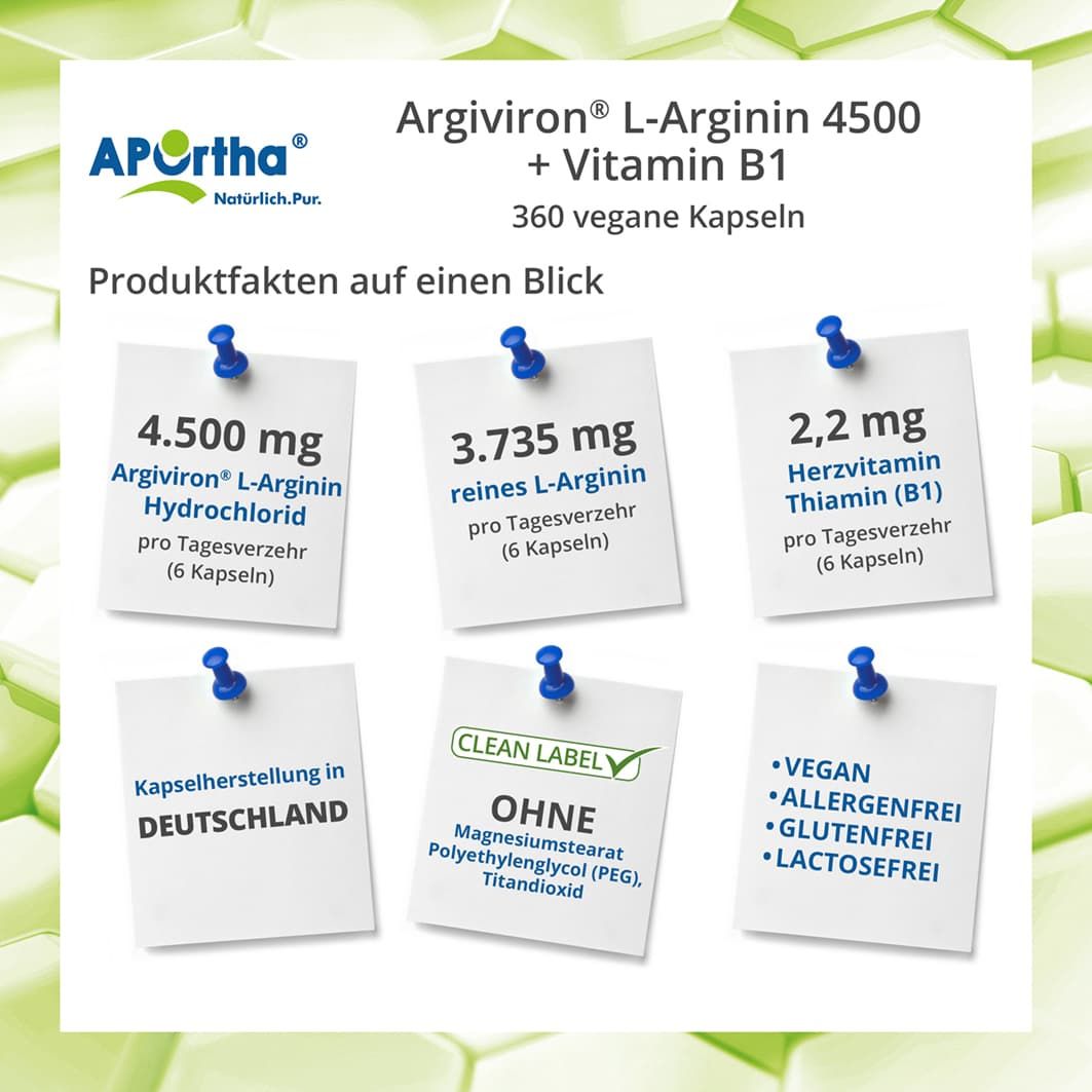 APOrtha® Argiviron® L-Arginin 4500 Kapseln + Vitamin B1