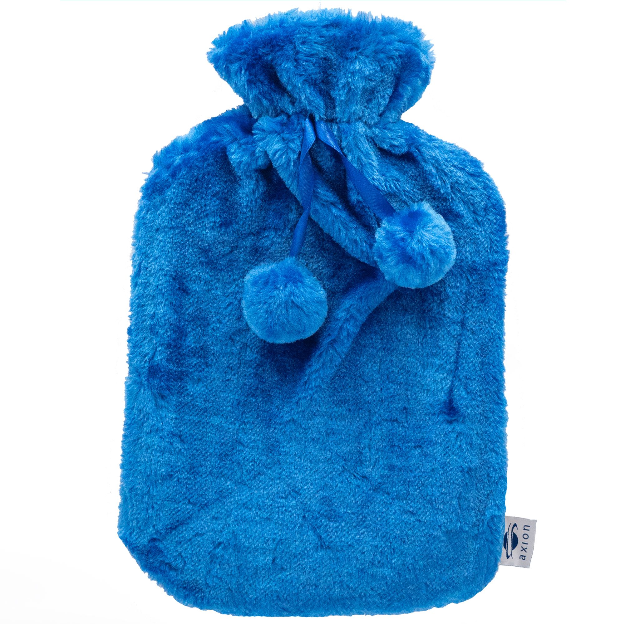 axion® Wärmflasche mit Bezug in blau | Plüsch | (33 x 20 cm)