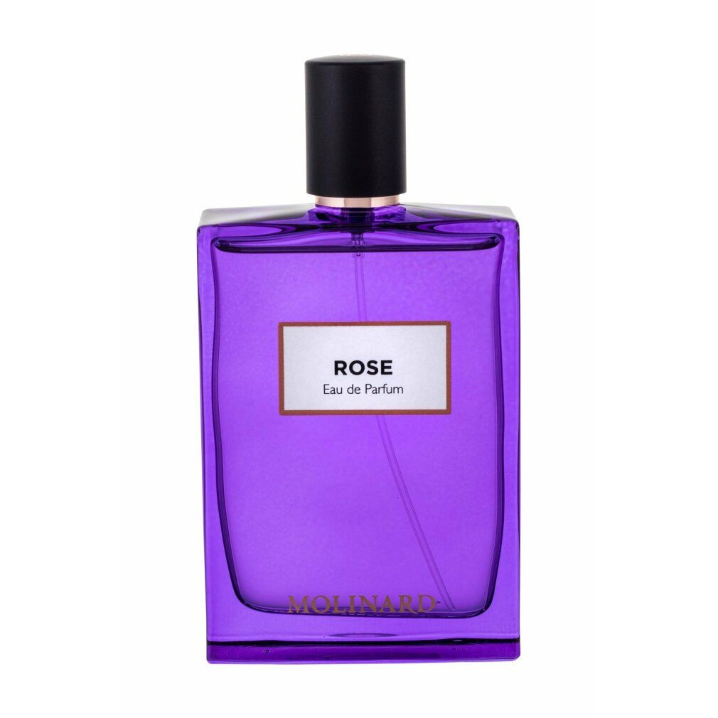 Violette Flasche. Aufschrift ROSE, Eau de Parfum und MOLINARD. Schwarzer Verschluss.