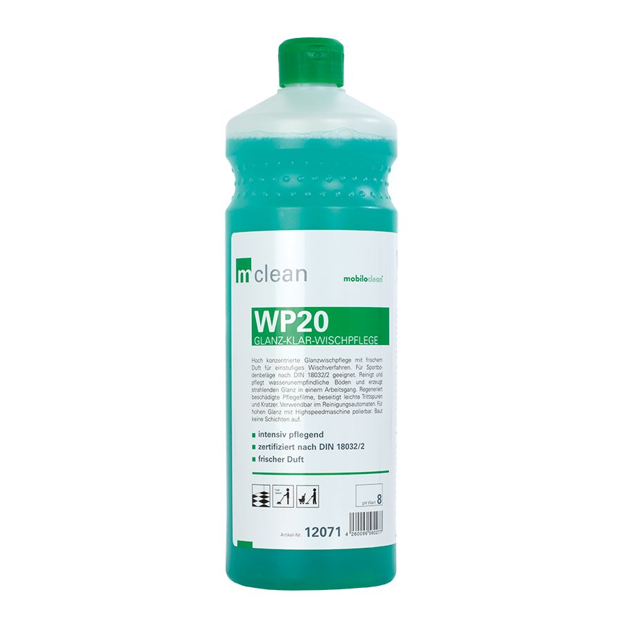 Grüne Flasche mit grünlicher Flüssigkeit. Aufkleber mit Produktbezeichnung, Logo und Text. Grüner Deckel.