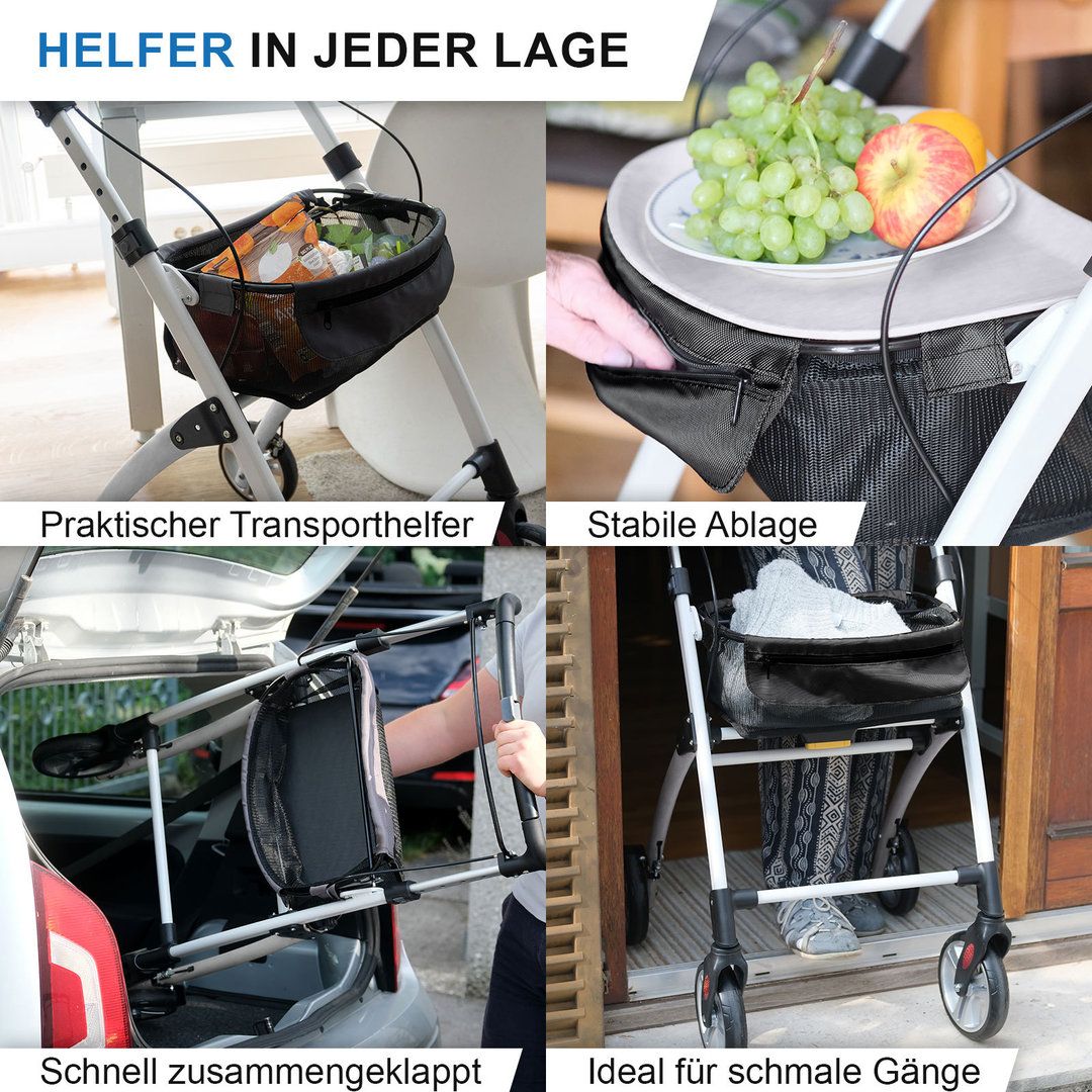 Casa Rollator schmal für Wohnung & Innenbereich Weiß