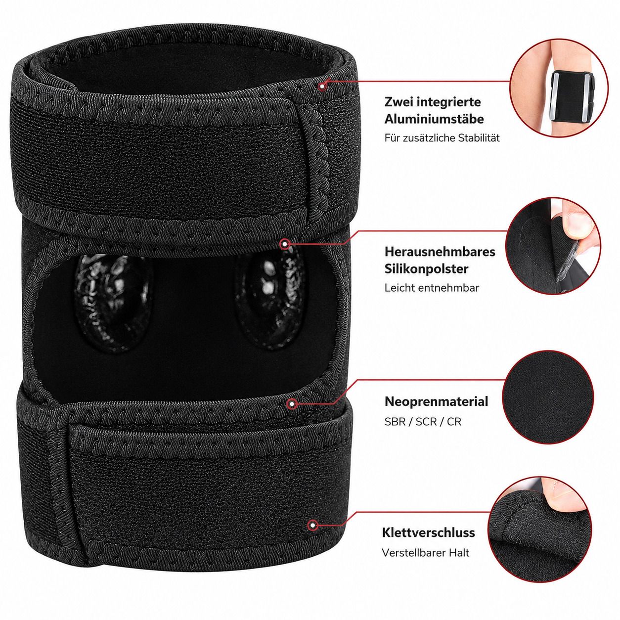 COOL-i Waden Kompressionsbandage, verstellbar, mit Polstern & Anti Rutsch für Sport & Alltag