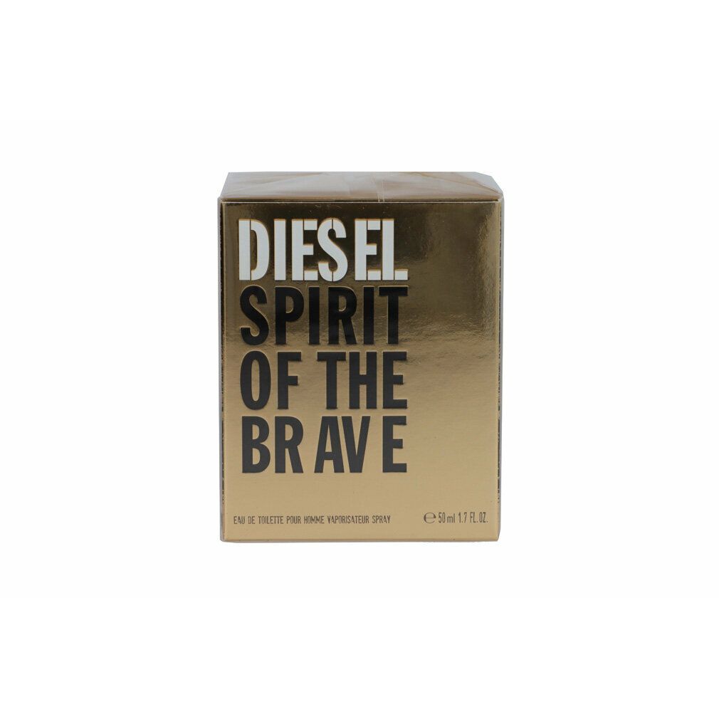 Goldene Verpackung mit Aufschrift: Diesel Spirit of The Brave. Eau de Toilette für Herren.