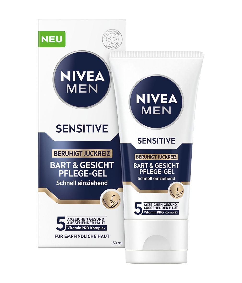 NIVEA MEN Bart & Gesichtspflege Gel Sensitive 24h Feuchtigkeit lindernd