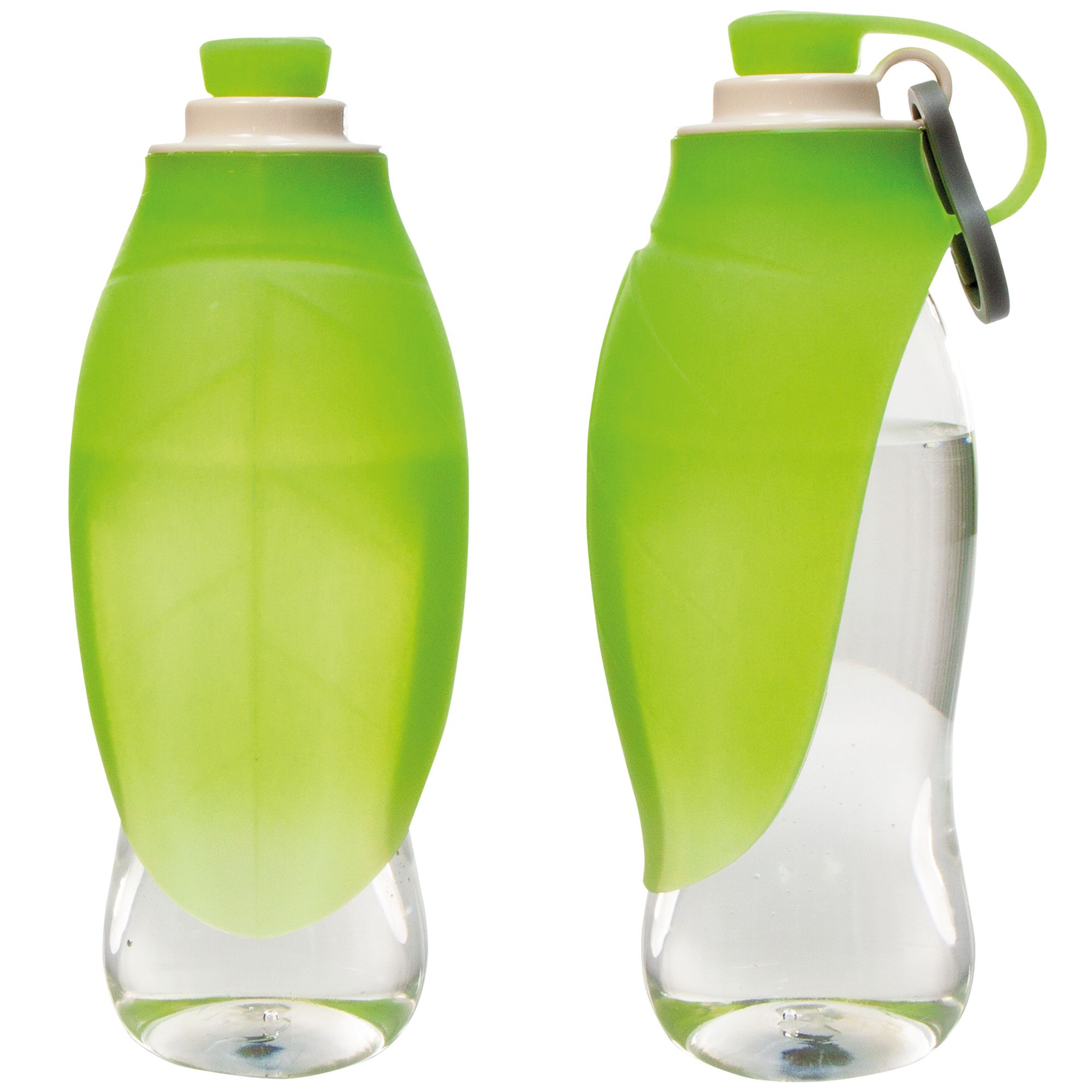 Hunde Wasserflasche mit Silikon - Trinkblatt - Wassernapf für unterwegs