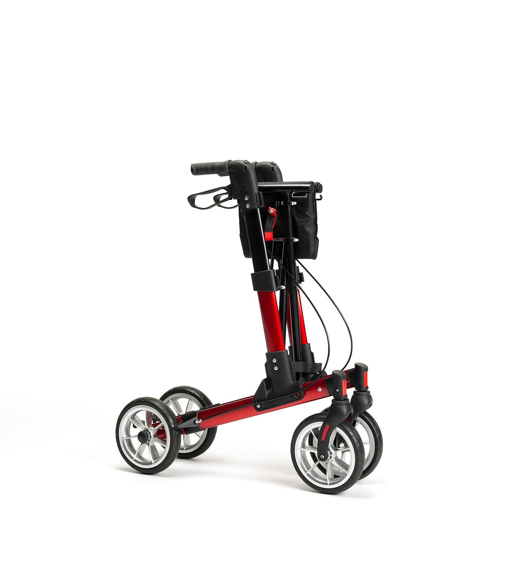 Reise - Rollator QUAVA Leichtgewicht 2-fach faltbar superklein leicht, ROT