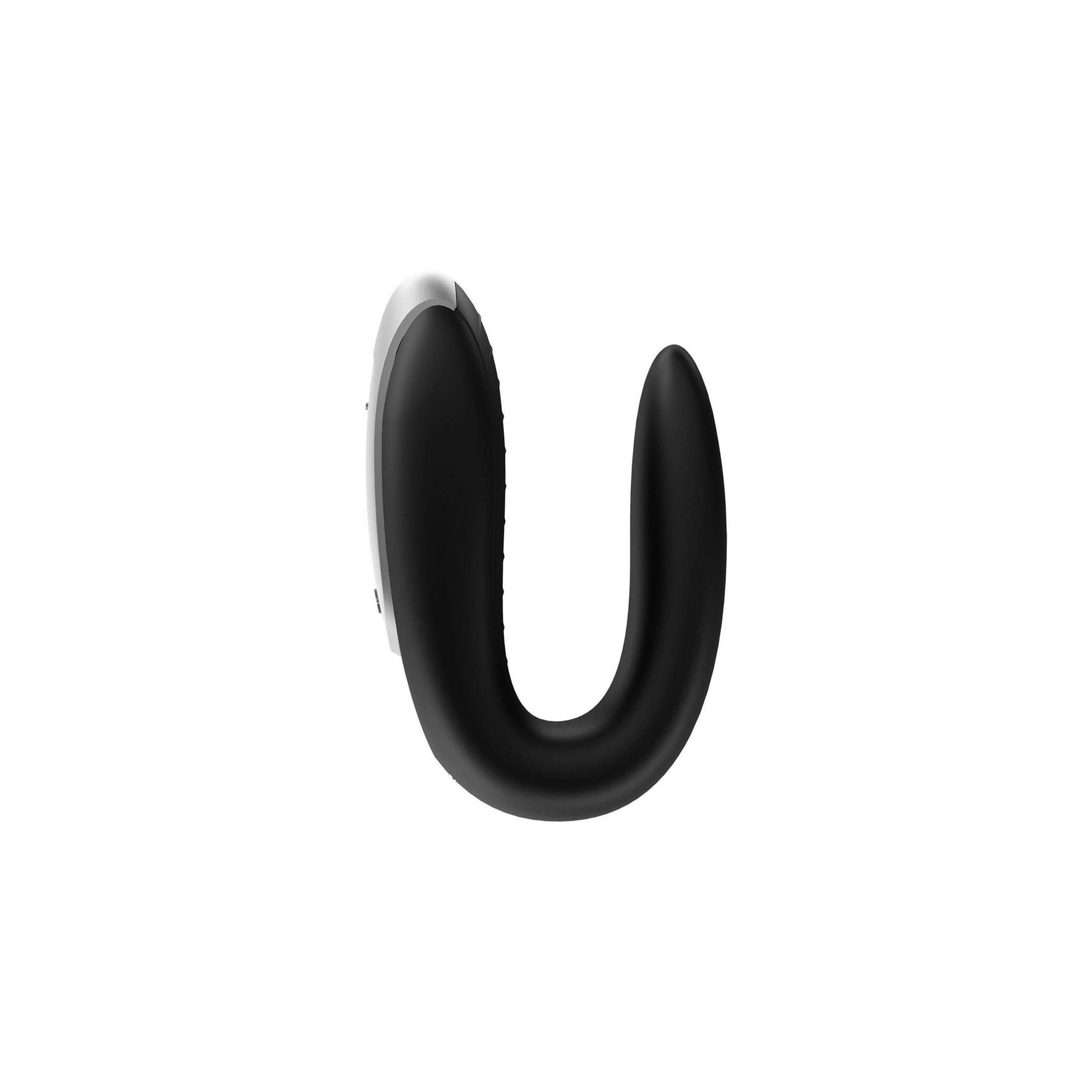 Schwarzes, U-förmiges Gerät mit silberner Oberseite. Abgerundete Form.