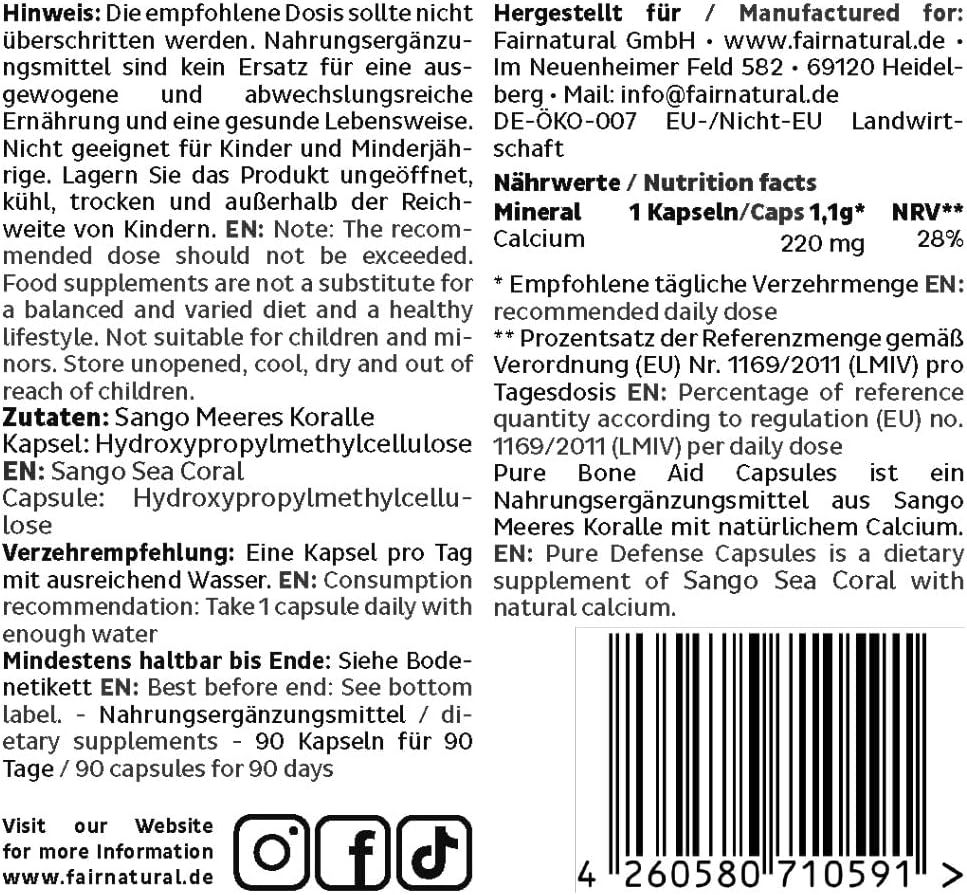 Rückseite einer Produktverpackung. Enthält Informationen zu Inhaltsstoffen, Nährwerten, Verzehrempfehlung und Hersteller.