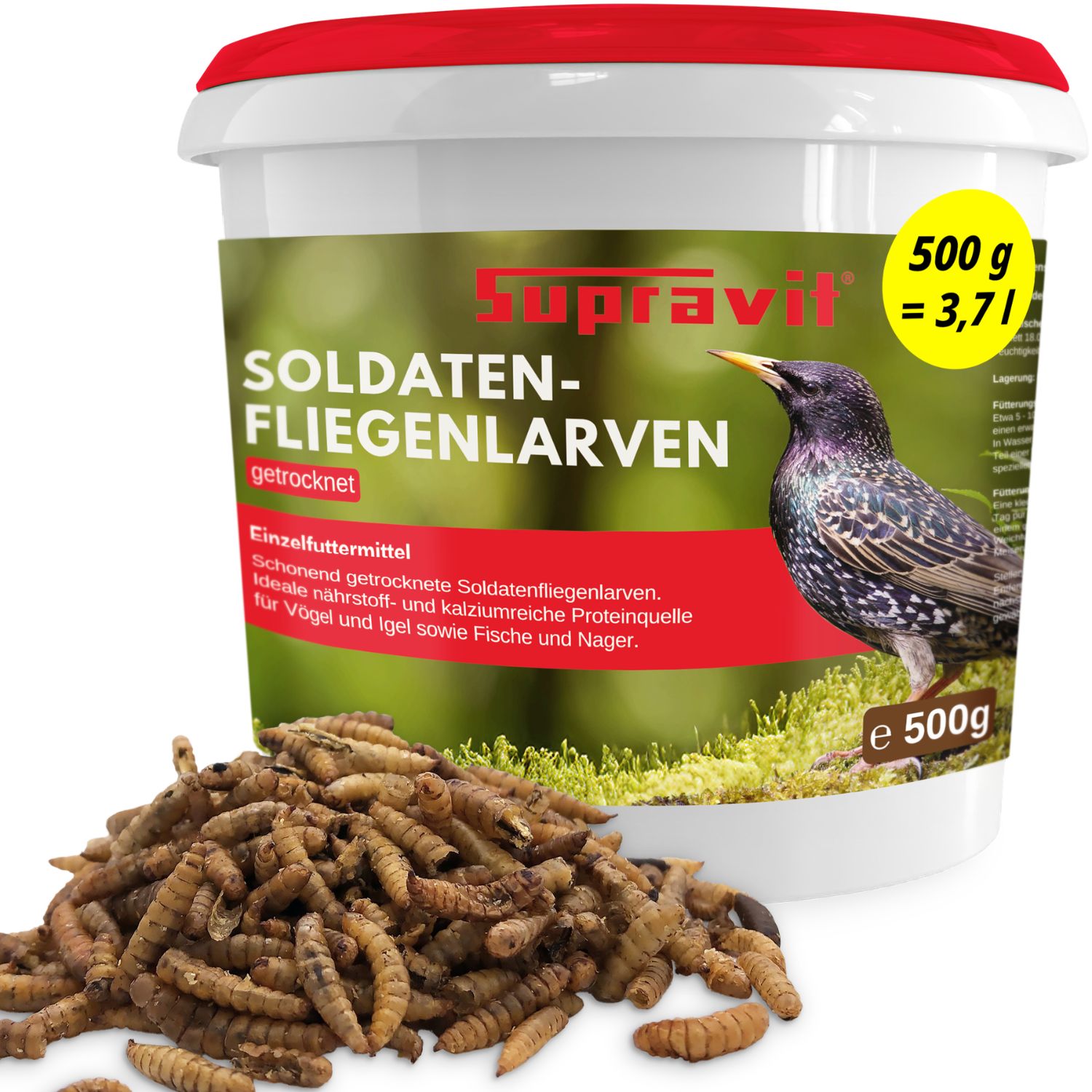 Supravit Soldatenfliegenlarven getrocknet für Wildvögel 500 g