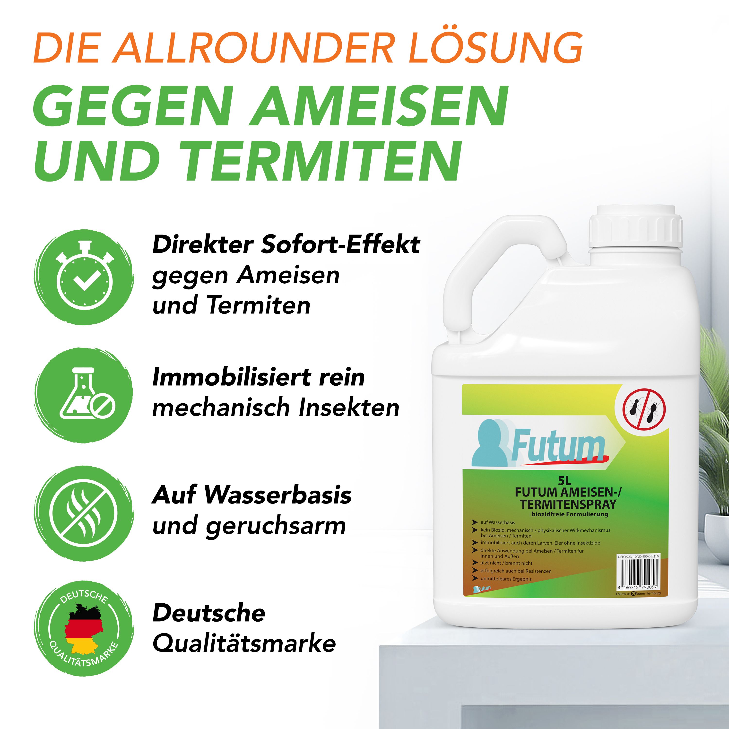 FUTUM 2x5L Ameisen- / Termitenspray + 5L Sprüher