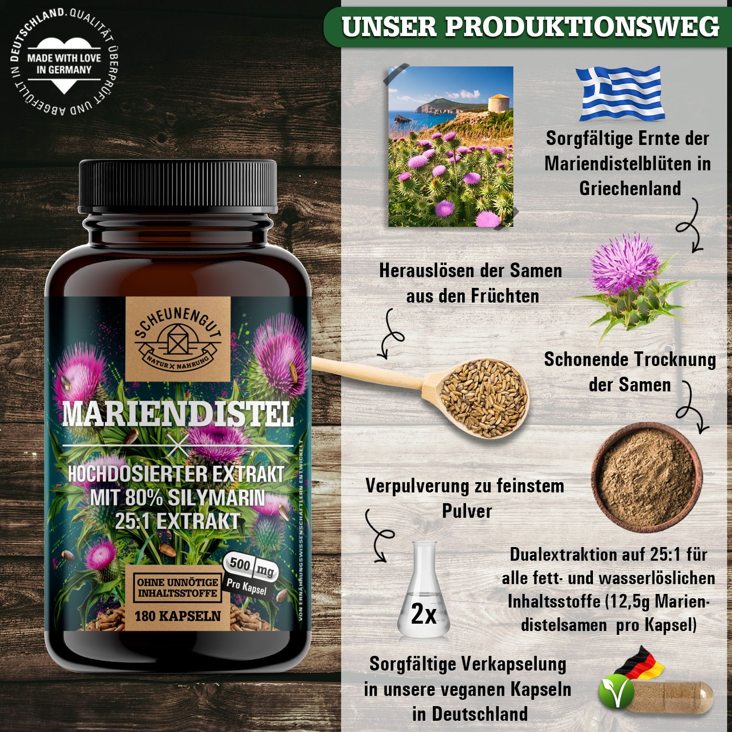 Scheunengut® Mariendistel 25:1 Extrakt | Hochdosiert mit mindestens 80% Silymarin