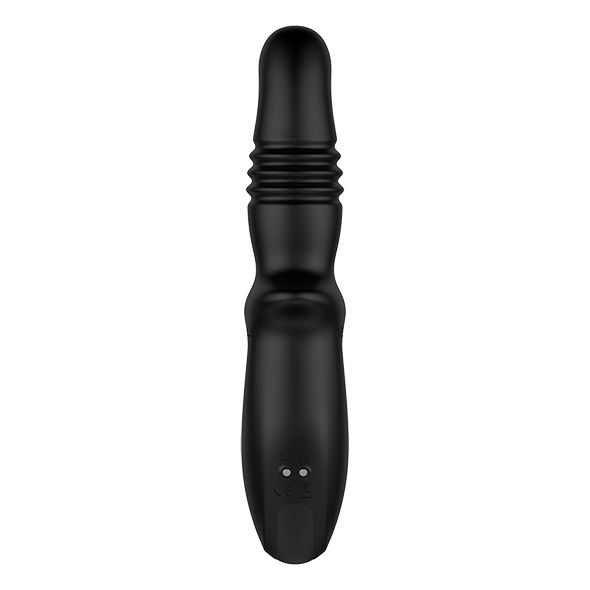 Schwarzes Wellness-Produkt. Zylindrische Form mit geriffelter Zone. Auf weißem Hintergrund.