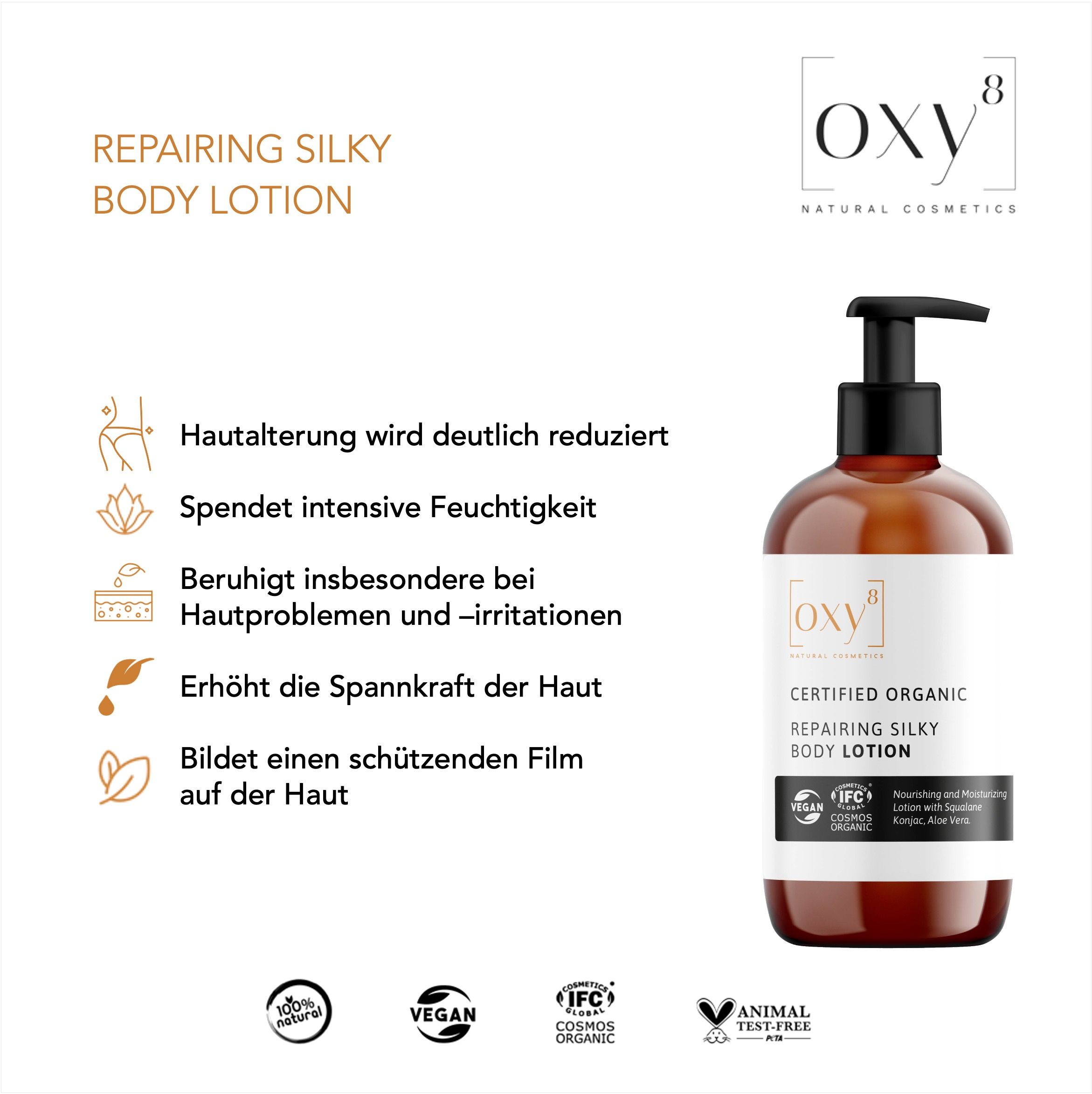 oxy8 Naturkosmetik - Geschenkset Aqua Relative Shower GEL & Repairing Silky Body Lotion 500 ml Duschgel