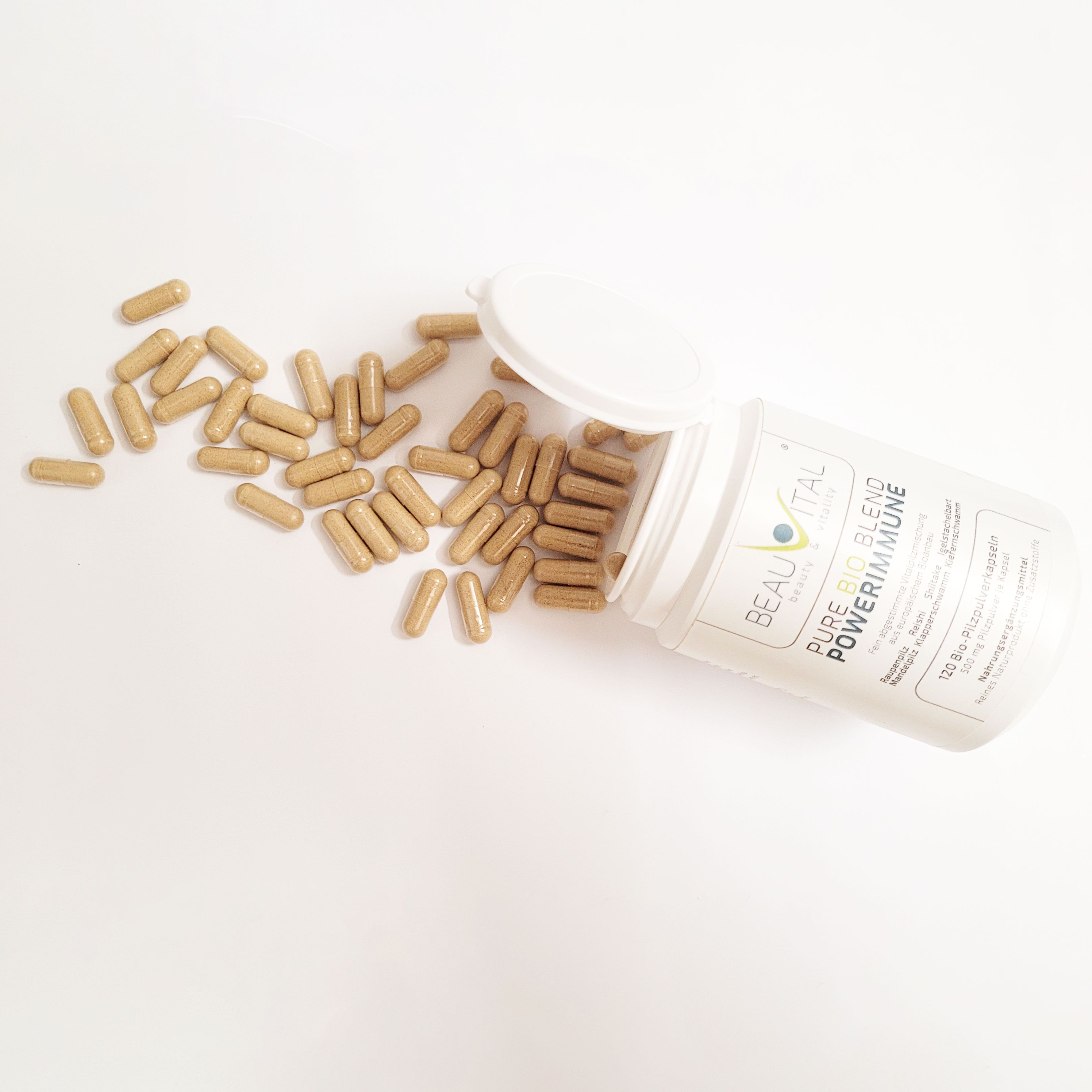 BEAUVITAL® Powerimmune Bio Vitalpilzmischung Kapseln, Cordyceps Reishi Shiitake Hericium Agaricus