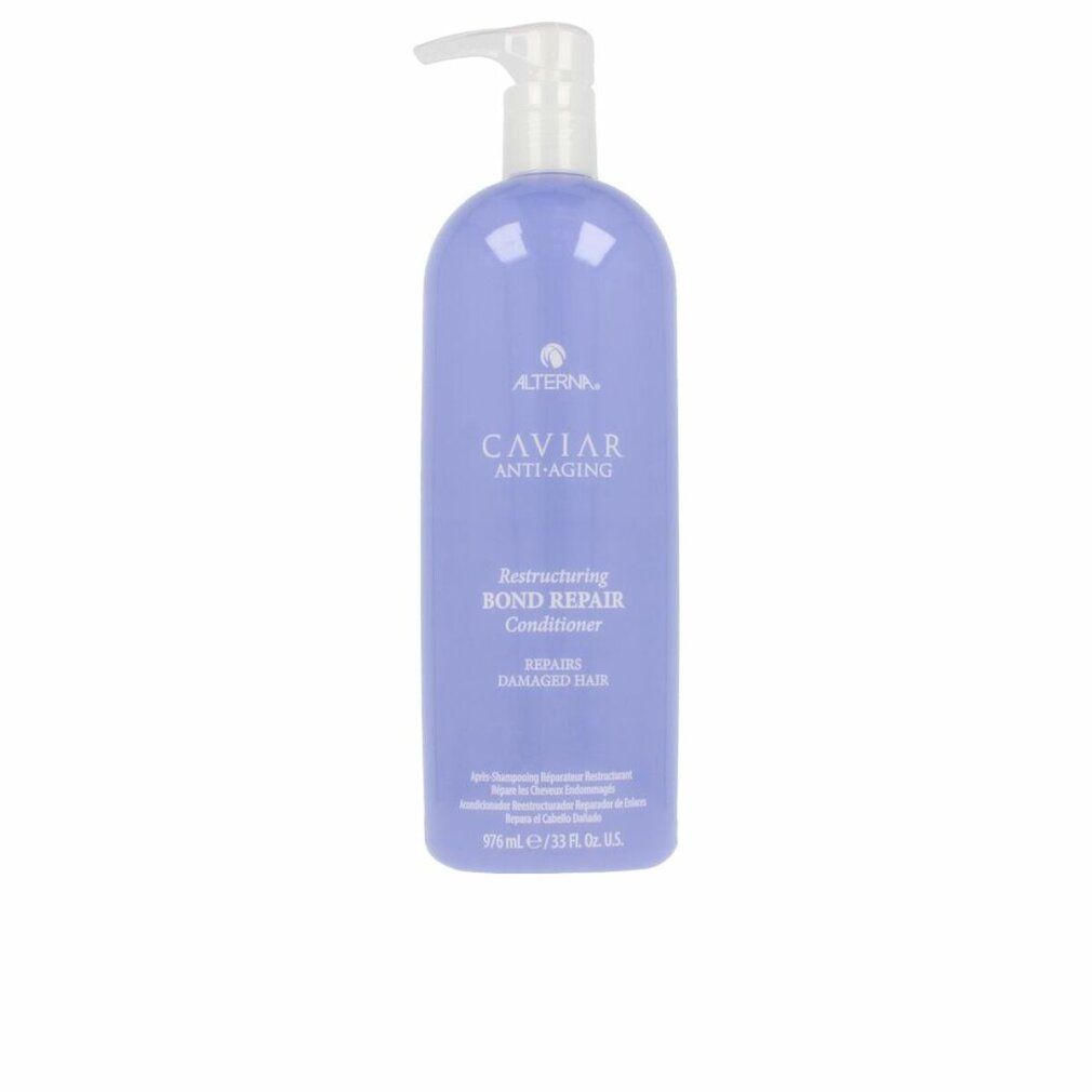 Flasche mit Spender. Aufschrift: Alterna Caviar Anti-Aging Restructuring Bond Repair Conditioner. 975ml.