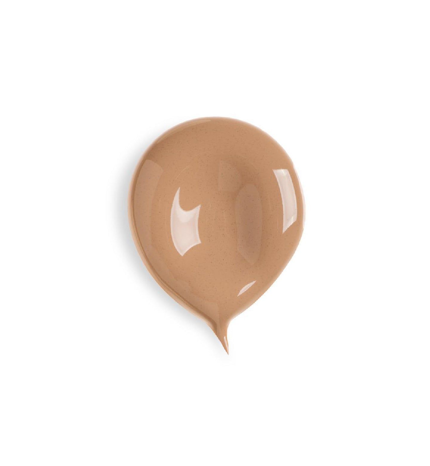 Klecks getönter Sonnencreme. Hellbraune Farbe, tropfenförmig. Auf weißem Hintergrund.