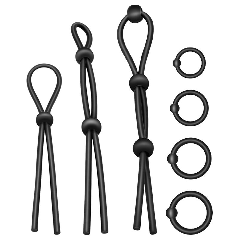 Addicted Toys - 7 größenverstellbare Penisringe aus Silikon 1 St