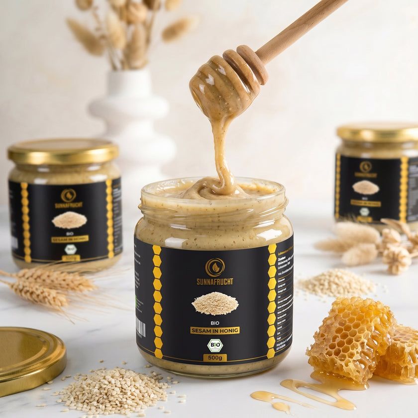 SUNNAFRUCHT® Premium BIO Blütenhonig mit geröstetem Bio-Sesam