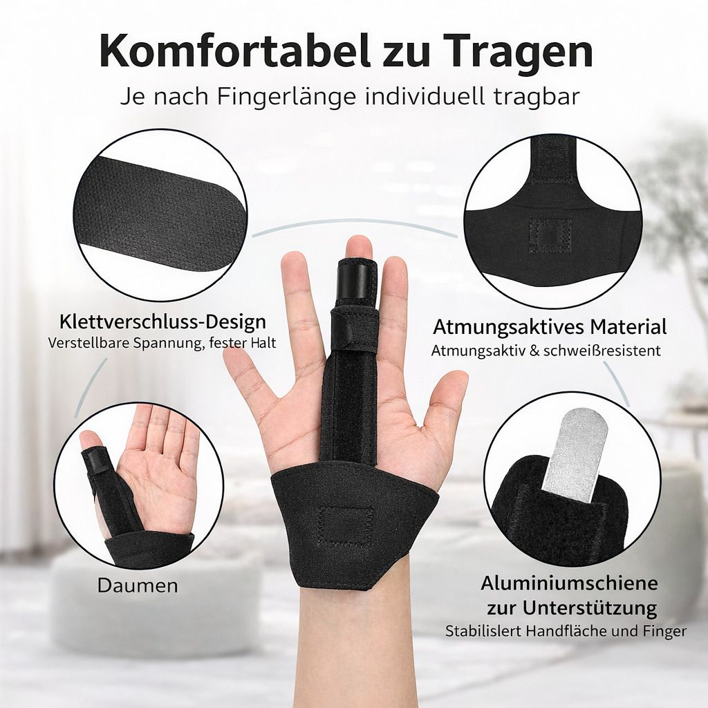 Fingerschiene mit Aluminiumstütze, verstellbare Fingerbandage für Zeige, Mittel & Ringfinger