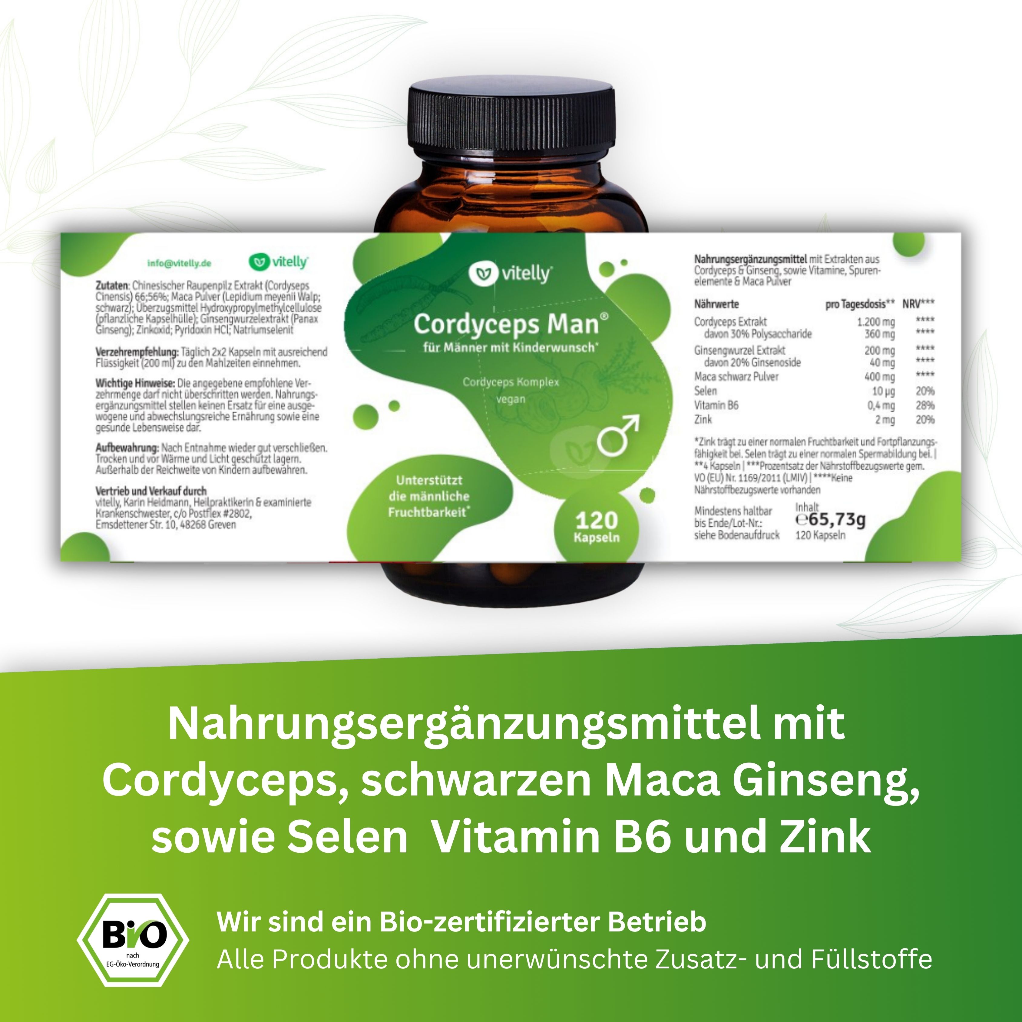 vitelly Cordyceps Man® Fertilitäts Kapseln für einen Monat
