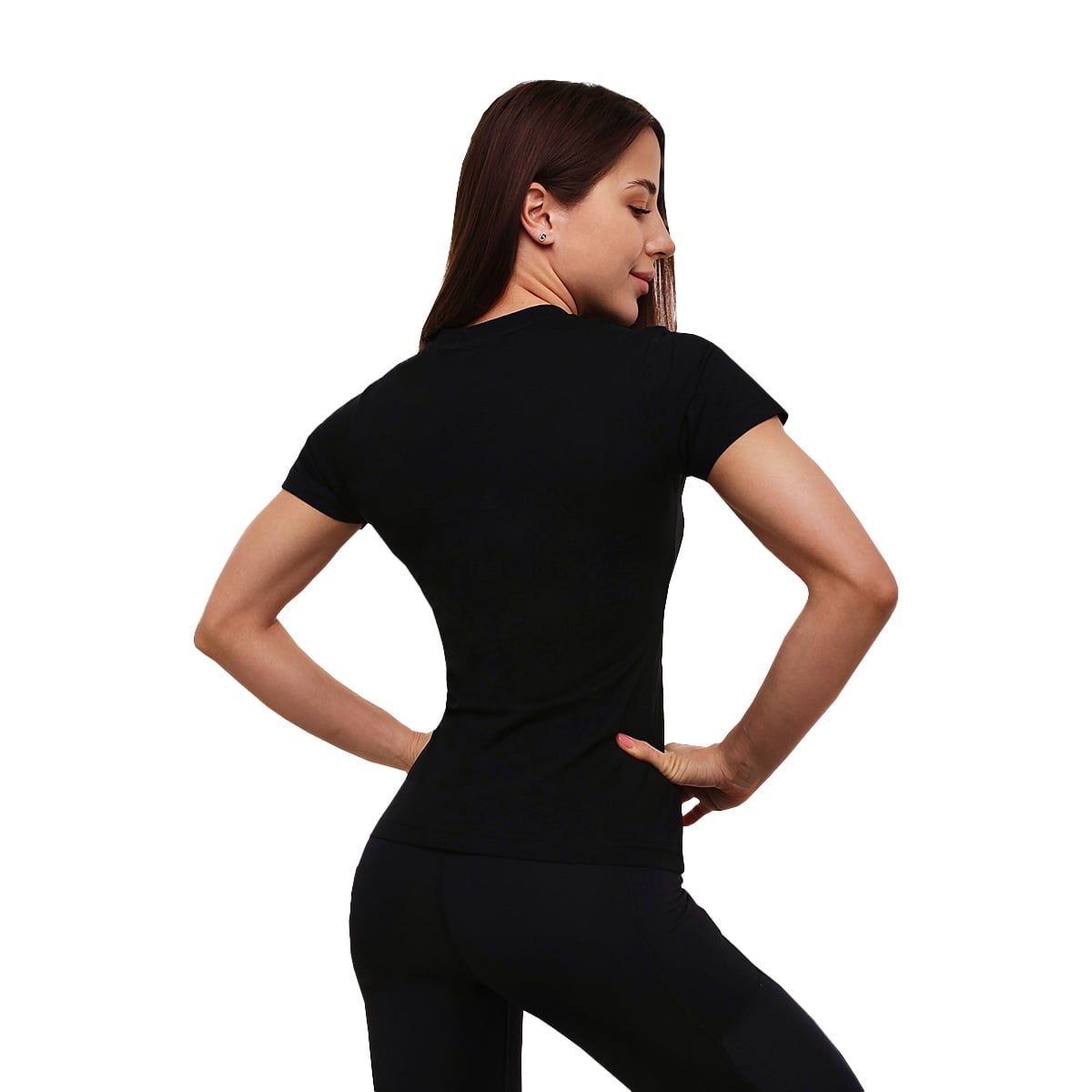 GymBeam T-Shirt Damen FIT slim mit rundem Ausschnitt in Schwarz