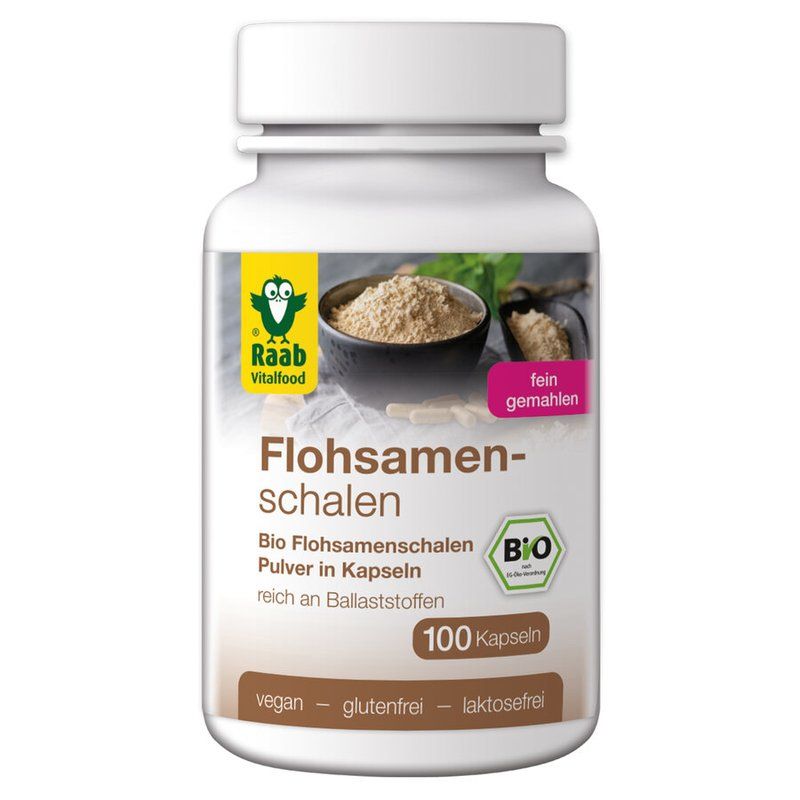 Raab BIO Flohsamenschalen 100 Kapseln 600 mg 100Kapseln