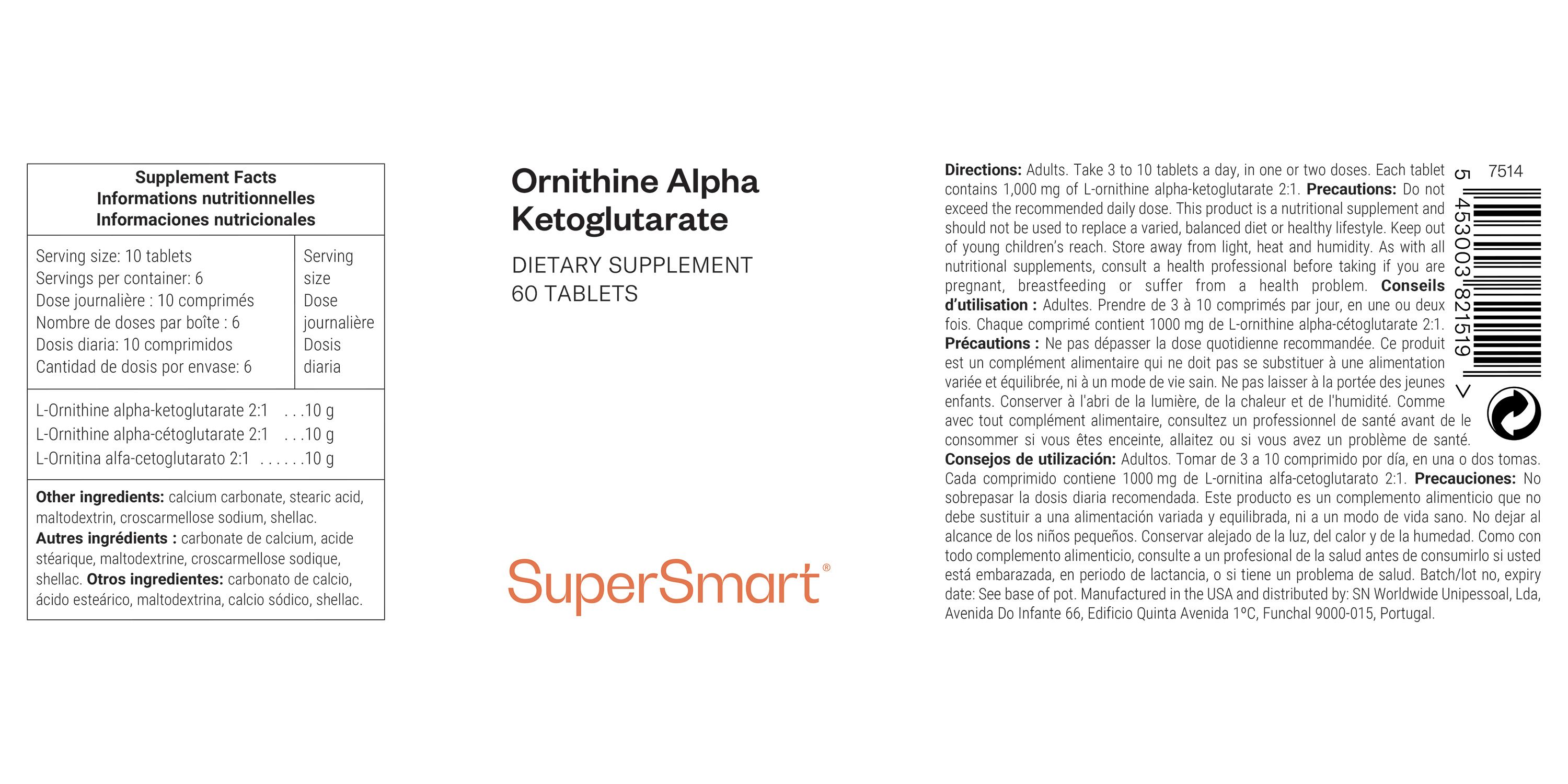 SuperSmart - Ornithine Alpha Ketoglutarate 60 St