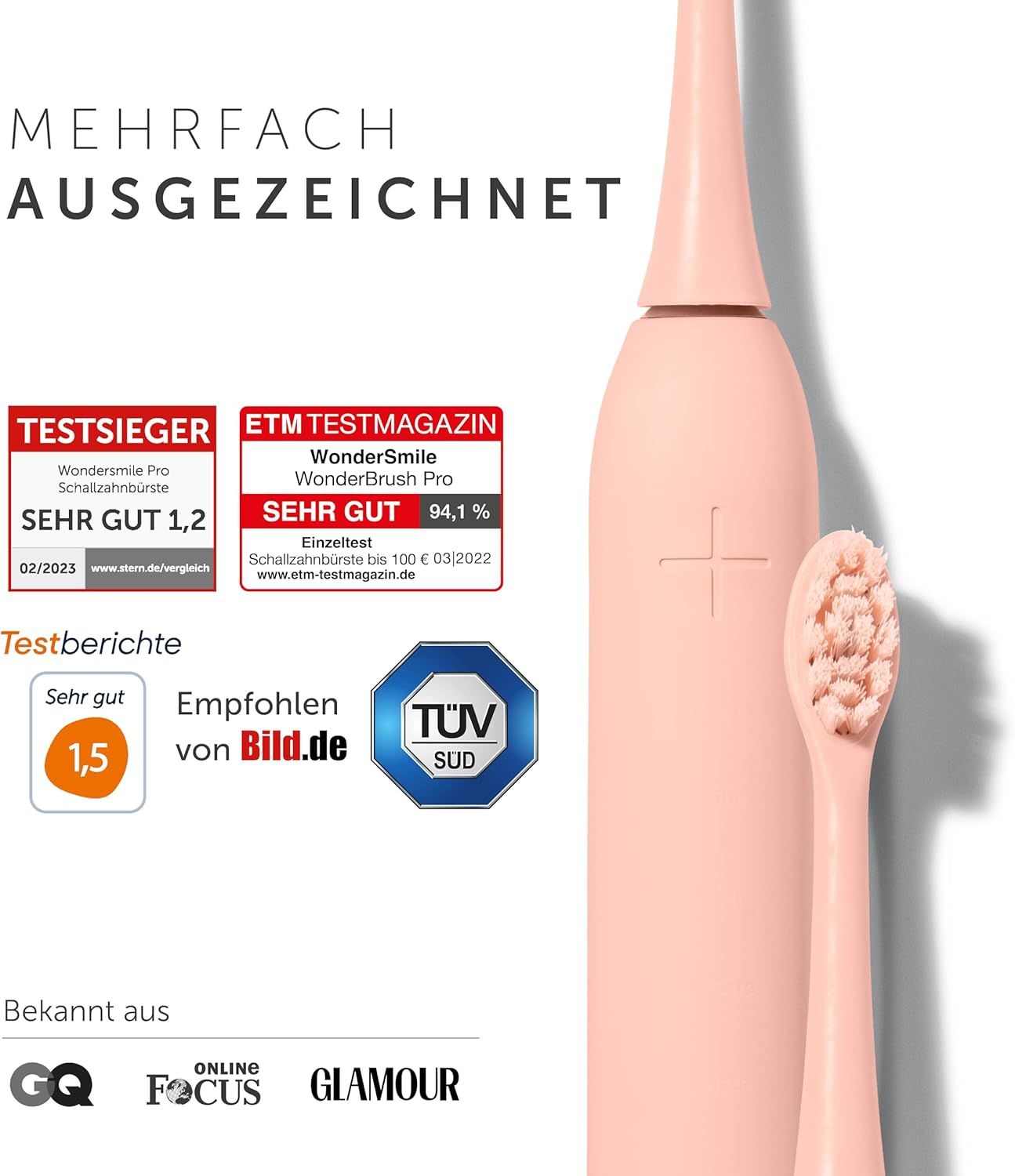 Wondersmile Travel Care Bundle Atomic Rose - Testsieger - 100 Tage risikofrei testen
