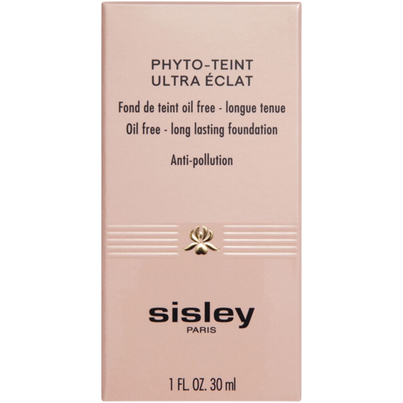 Sisley Phyto-Teint Ultra Eclat. Kartonverpackung. Text: Oil free - long lasting foundation. Anti-pollution. 1 FL. OZ. 30 ml.
