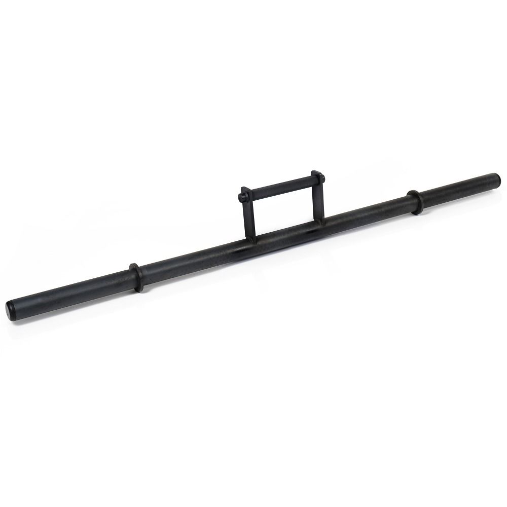 Farmers Walk Bar, schwarz. Stange mit Griff in der Mitte und Enden zum Beladen mit Gewichten.
