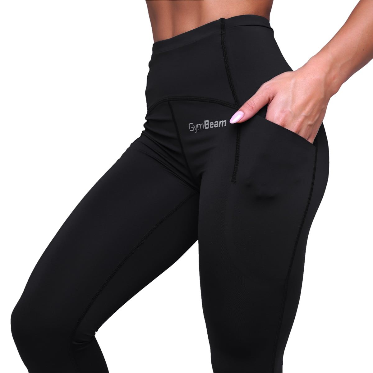 GymBeam Leggings Damen mit Kordelzug und Taschen in Schwarz