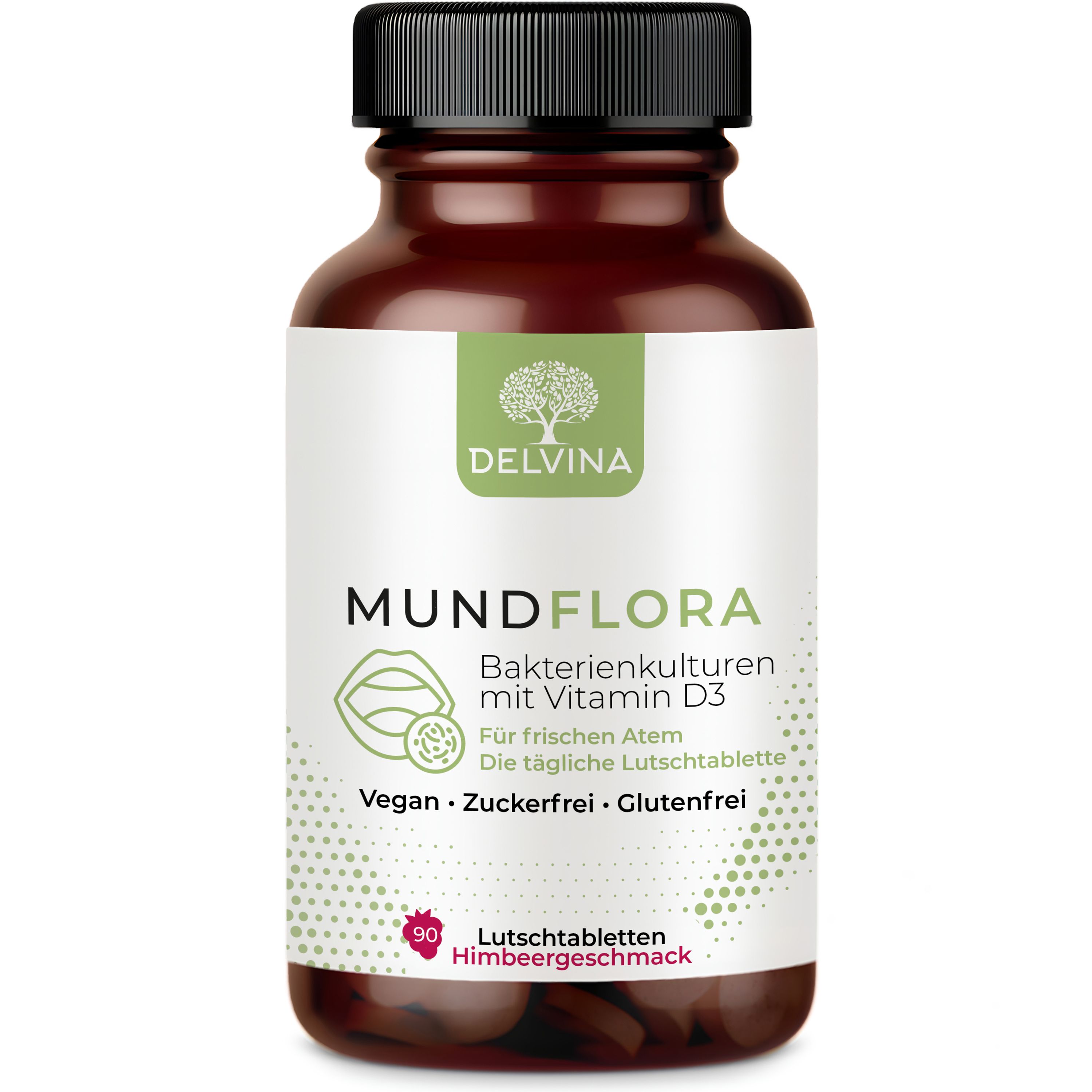 Delvina Mundflora - Lutschtabletten gegen Mundgeruch (Himbeergeschmack)