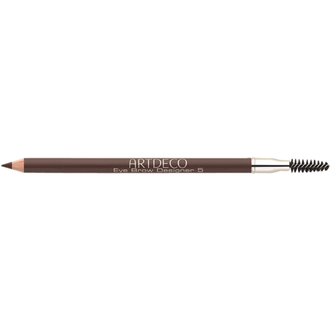 Artdeco Eye Brow Designer mit Bürste. Brauner Augenbrauenstift mit Bürste. Produktname und Marke sichtbar.