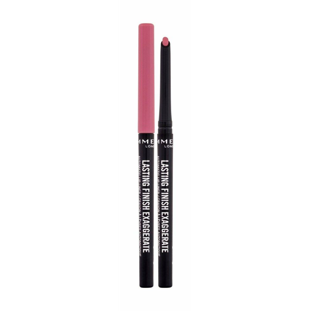 Zwei Lipliner. Rosa und schwarze Hülse. Schwarze Hülse mit weißer Schrift: Lasting Finish Exaggerate.